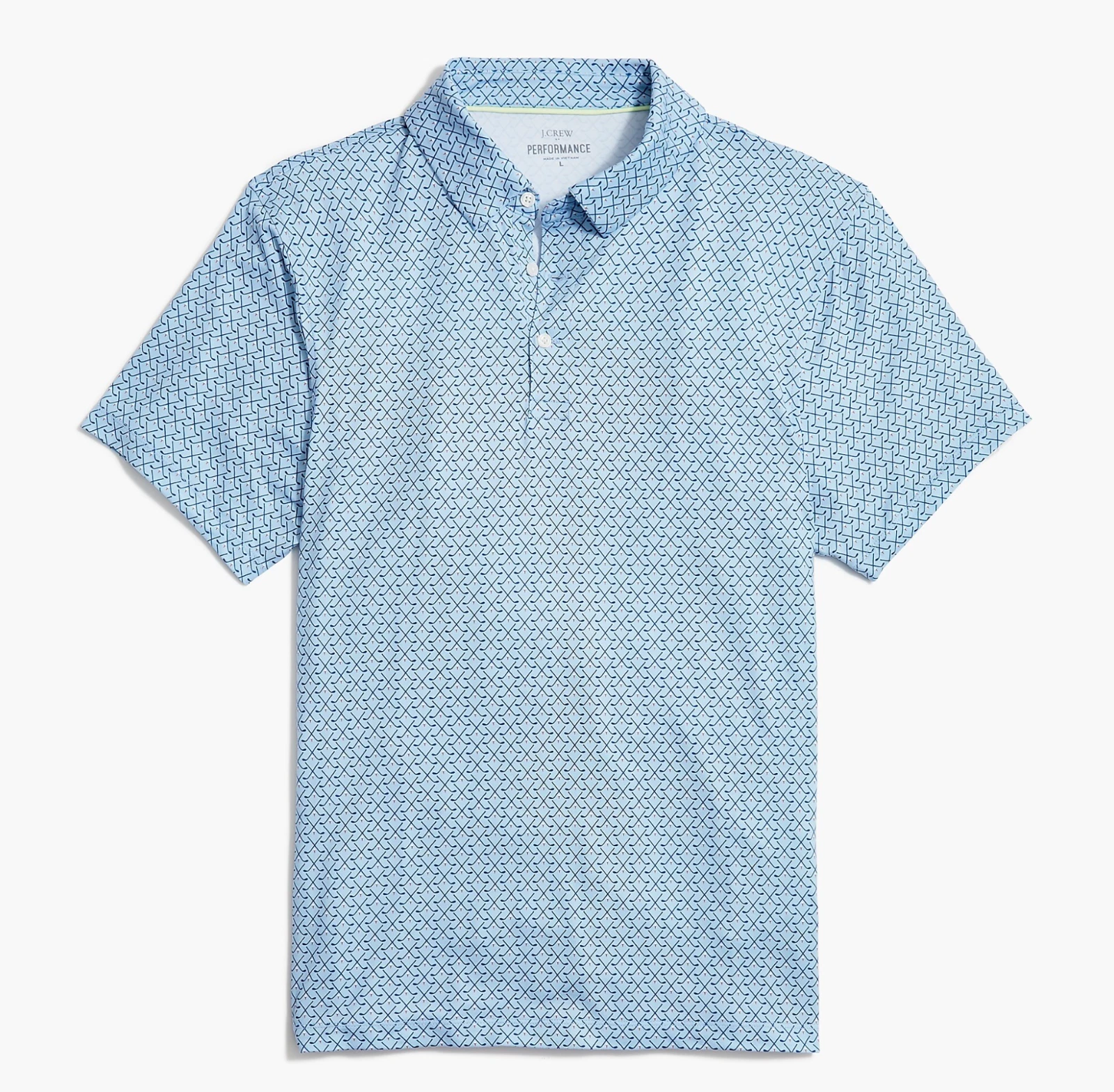 J.Crew Men's Blue Multi Short Sleeve Golf Print Performance Polo Shirt Sz XXL