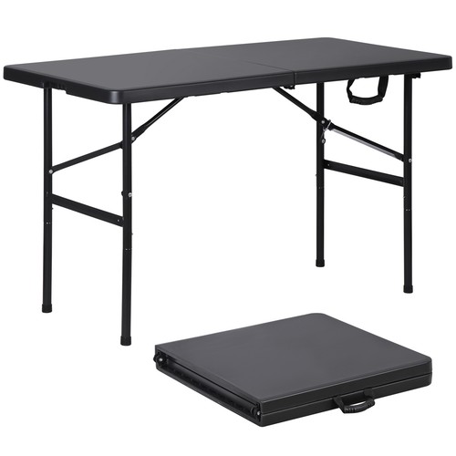 Folding Camping Table 4 Ft Plastic Foldable Picnic Table Indoor/Outdoor Black - Picture 12 of 24