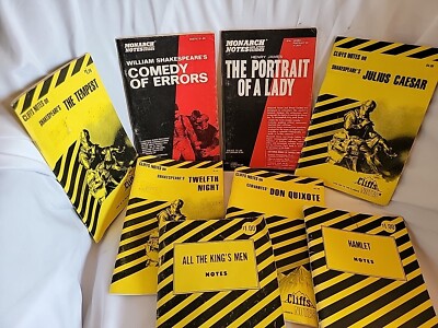 Lot of 8 - Cliffs Notes Classics Shakespeare Caesar Quixote Hamlet Kings Men