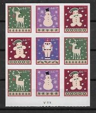 US Christmas Winter Holiday 44c Stamp plate block of 9 Scott #4429-4432