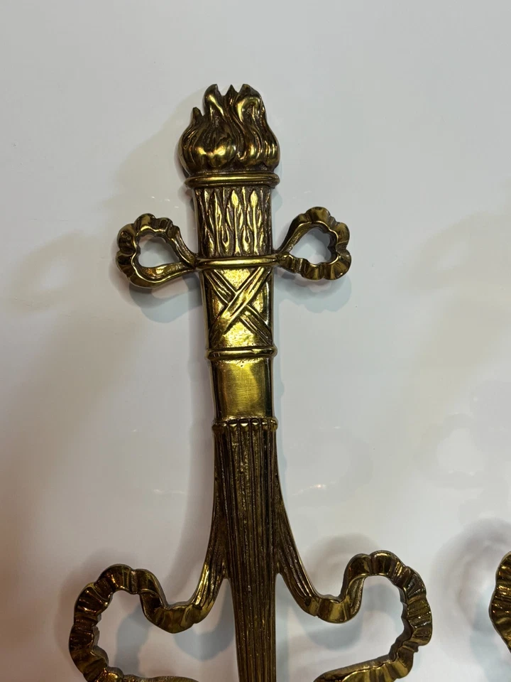 复古 MCM 70 年代孟买黄铜壁灯火炬金丝带烛台 15 — 第 3/4 张图片