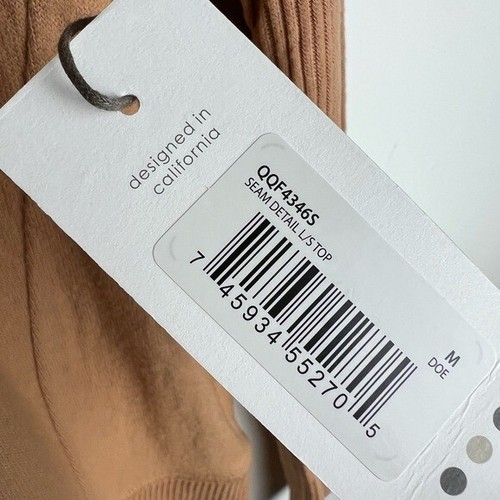 Three dots Brushed Long Sleeve Contrast Rib Top Sweater Size Medium New Dark Tan - Picture 5 of 9