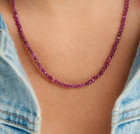 Gemstone Beaded Choker 2mm Ruby Crystal Beads Healing Reiki Women Necklace Gift
