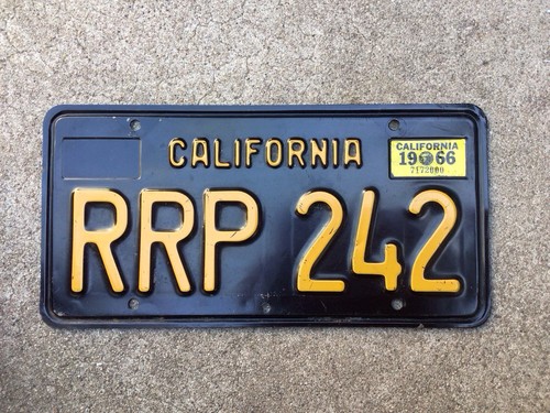 1963 - CALIFORNIA - LICENSE PLATE WITH 1966 STICKER