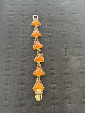 Vintage Unmarked Brazz Toned triangular Stones with Rhinestones