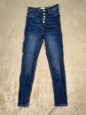 ZARA Women's High Rise Skinny Jeans Blue Denim Button Fly Size 4