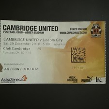 Cambridge United v Lincoln City(Division 2 2018/19) 29/12/2018 Ticket