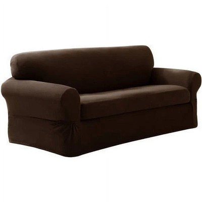 Maytex Pixel Stretch 2-Piece Sofa Couch Smart Cover/Slipcover, Chocolate Brown 