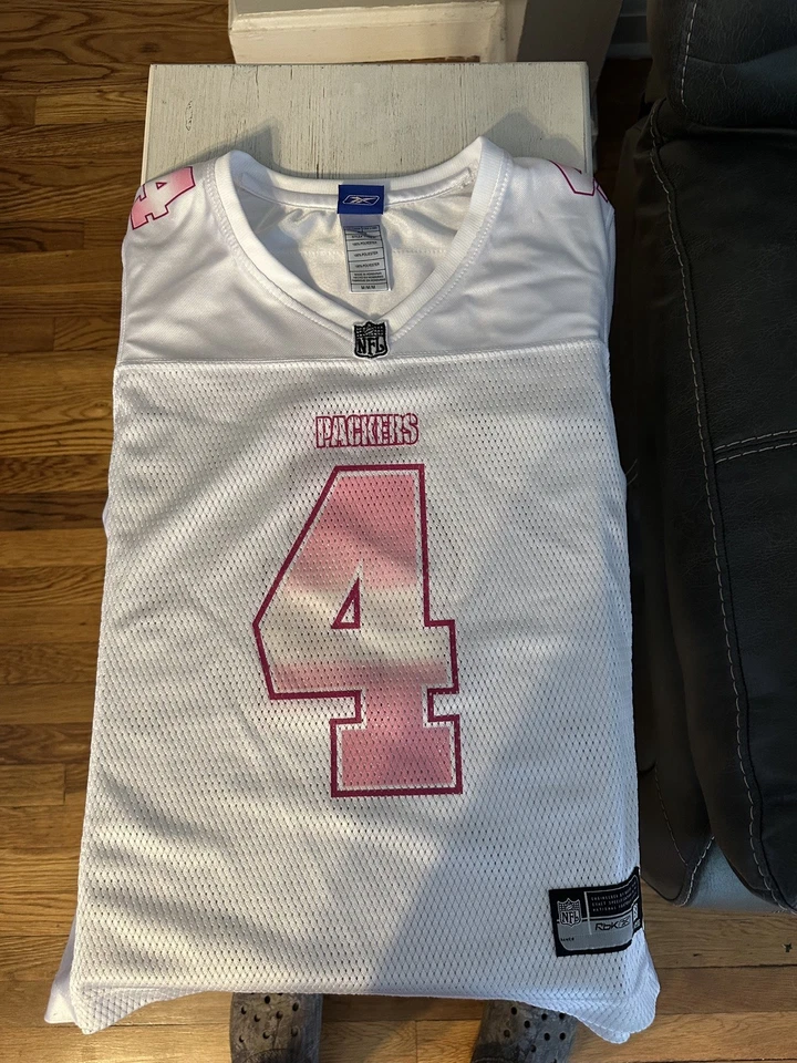 Camiseta Packers Brett Favre Jugadores NFL Reebok #4 Niñas Rosa Brillo Top Talla M Foto 4 de 4