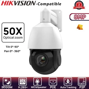 Compatible avec Hikvision 4K 8MP PTZ 50x Zoom IR Suivi automatique POE IP Caméra 360°Affichage