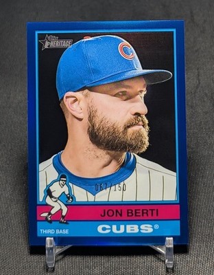 Jon Berti Chrome Blue Refractor /150 2025 Topps Heritage High Number #667 Cubs