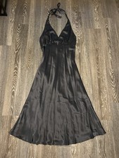 Lynn Lugo V Neck Cocktail Dress 100 Silk Charcoal Grey 8 USA Wedding Prom