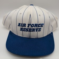 VTG Air Force Reserve Snapback Hat Blue White Pinstripes Baseball Cap USA Made