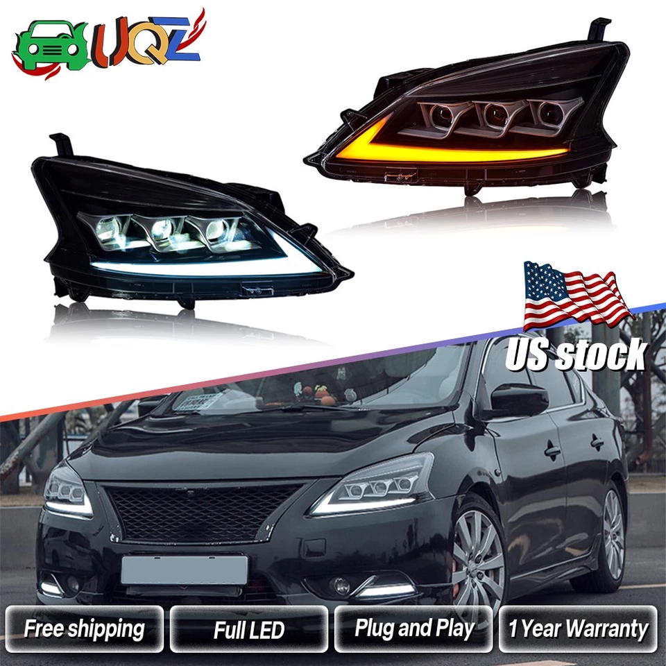 Full LED Sequential Headlight For 2012 2013 2014 2015 Nissan Sentra Headlamps 2*