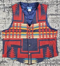 Justin Kraff Vest Aztek Native American Indian Buffalo Nickle Buttons Size 2XL