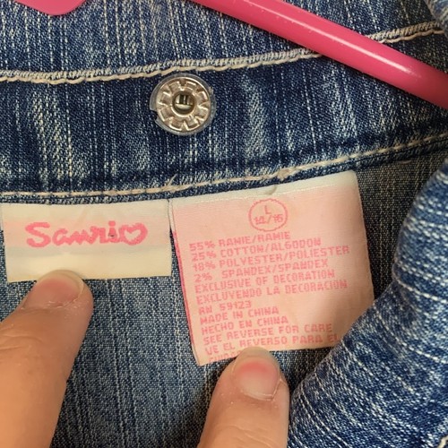 Hello Kitty girls size large 14 / 16 denim jacket vintage embroidered sanrio - Picture 3 of 12