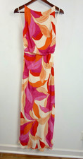 NWT SAINTS + SECRETS Satin High Neck Full Length Open Back Dress Size Large