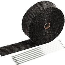 2" x 50' Black Exhaust Heat Wrap Roll for Motorcycle Fiberglass Heat Shield
