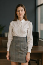 White and Black Long Sleeve Tuxedo Wrap Cocktail Mini Dress Size M