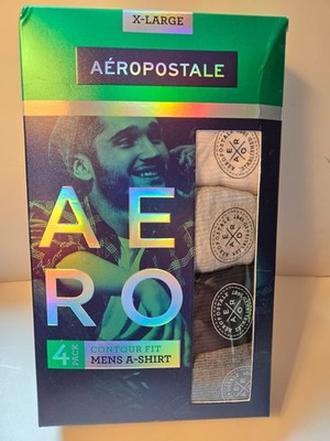 AEROPOSTALE 4Pack Men XL Logo Ribbed Tanks A Shirt Black Charcoal Gray White