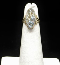 Sterling Silver Pearlescent Oval Stone Ring SZ 3.0 FMF427
