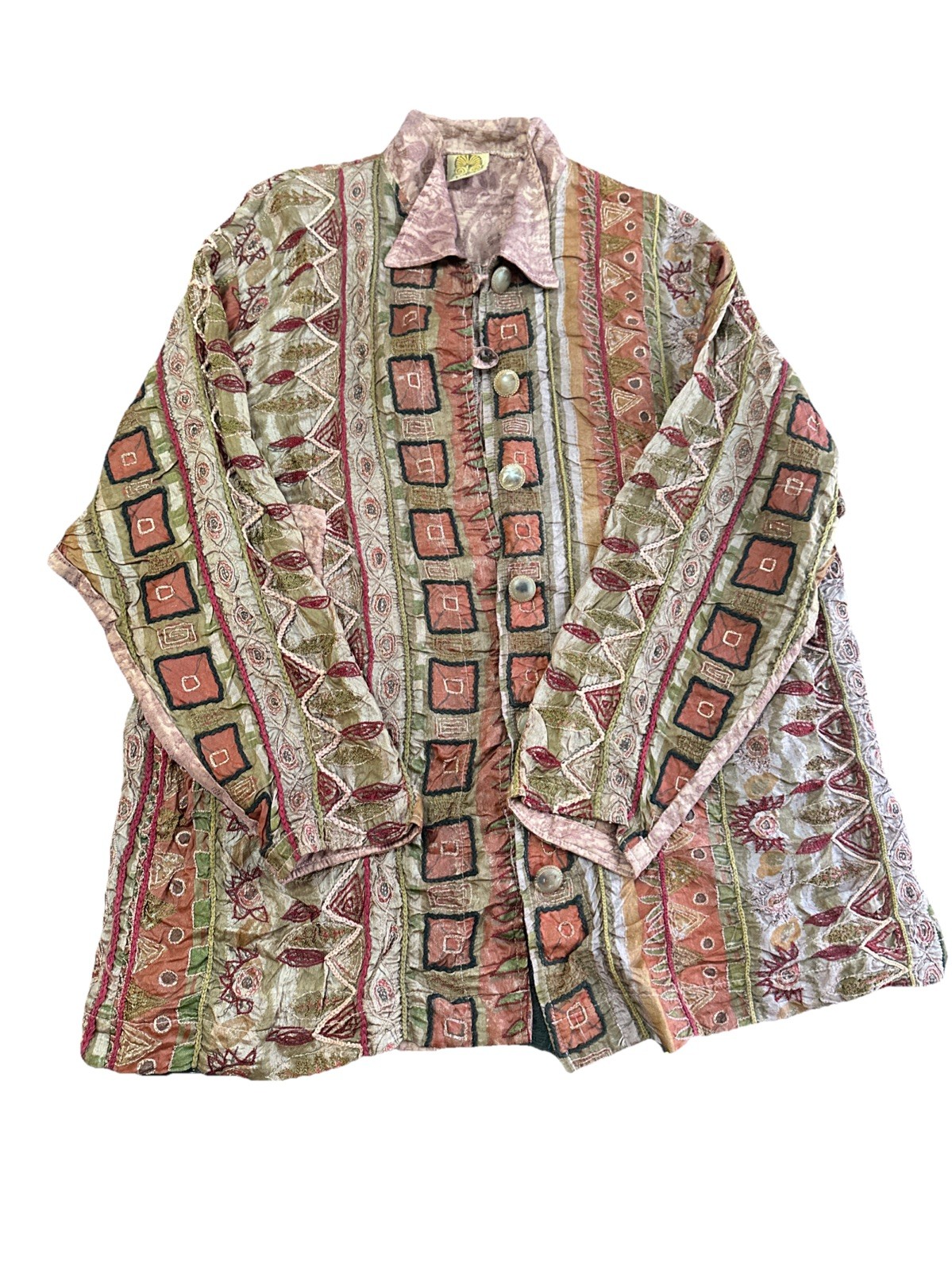 URU Silk Patches Patchwork  Button Tunic  Jacket … - image 9
