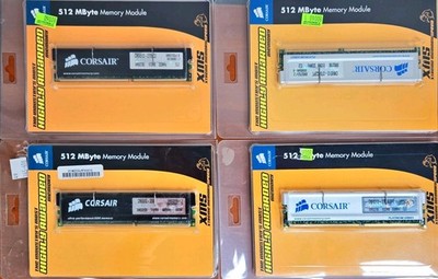 Lot of 4 Corsair XMS Memory 512MB DDR SDRAM,(3) 333MHz, (1) 400MHz (DESCRIPTION)
