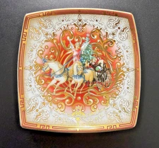 Versace X Rosenthal Christmas Chariot 2007 Small Tray Square 9cm *rare*
