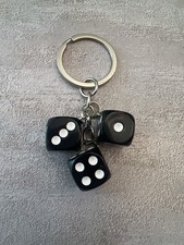 Lucky Dice Keychain with 3 Dice Charms Fun Novelty gift NEW
