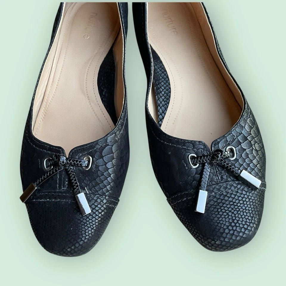 NURTURE Talla 8.5 Mayler Negro Ballet Plantillas Cuero Parte Superior Plantillas Acolchadas NUEVO Foto 4 de 4