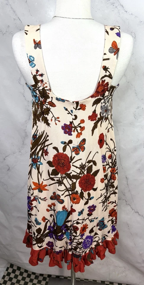 Vestido Psicodélico De Colección Años 60 70 Motivo Mariposa Cambio M Rojo Volantes Años 60 Hada Foto 3 de 4