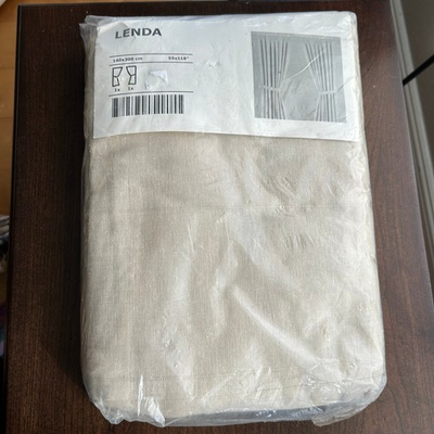 #ad Ikea LENDA Curtains 2 Panels w Ties 55quot; x 118” Sand Tan Beige NEW $59.99