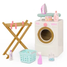 Our Generation Laundry Day Washing Machine Dollhouse Accessory Set for