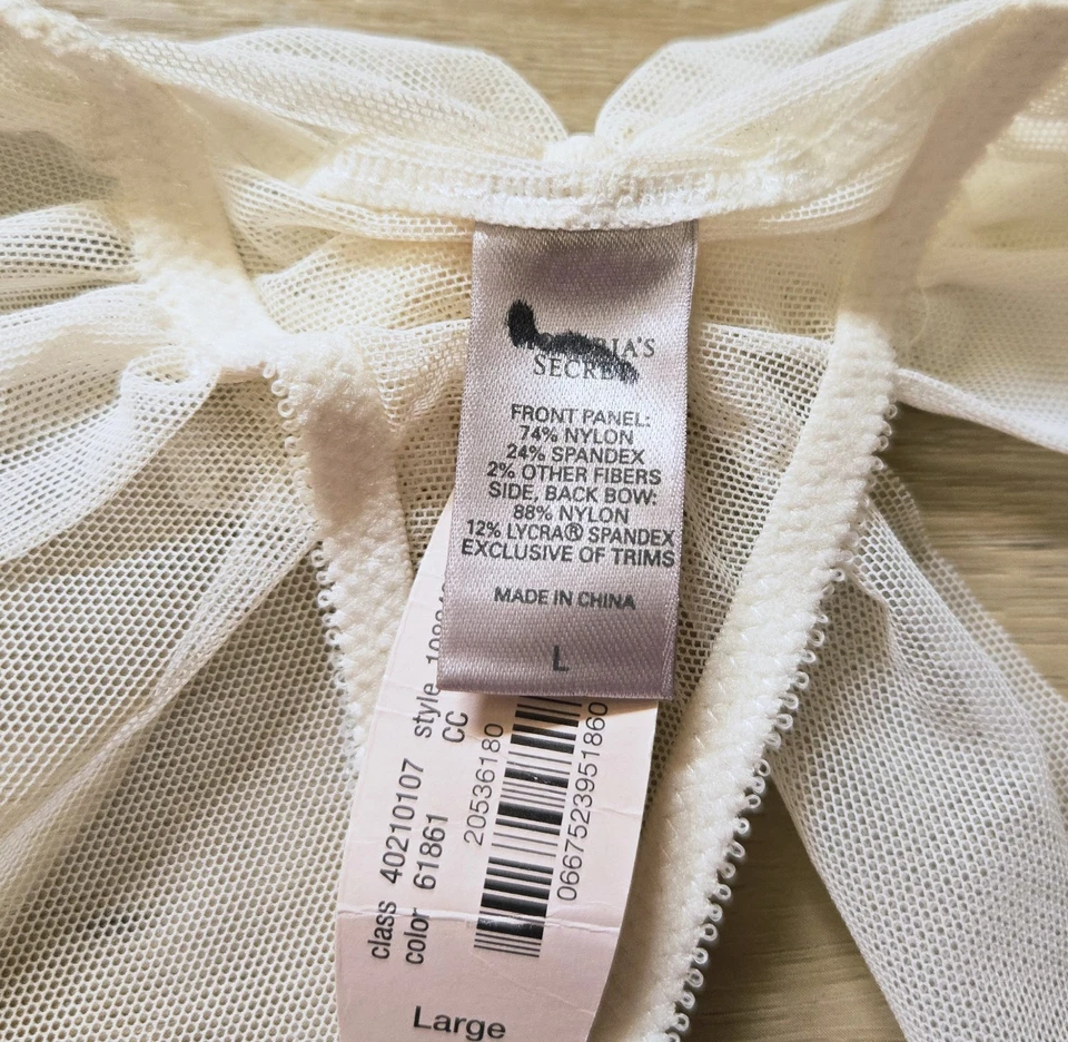NUEVO CON ETIQUETAS Raras De Colección Victoria's Secret Malla de Coco Lazos Tanga Bragas L Foto 3 de 3