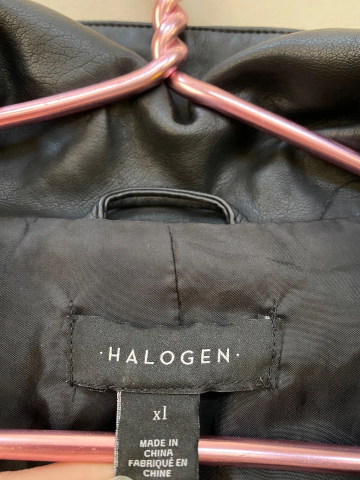 Chaqueta de cuero halógena para mujer XL negra motociclista moto bolsillos con cremallera completa Foto 4 de 4