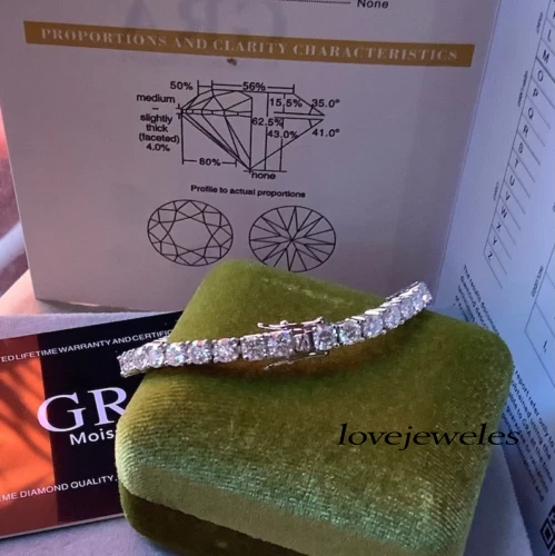 VALENTINO Bracciale Tennis Argento Sterling 925 Creato in laboratorio 7CT Taglio Rotondo VVS1 Diamante 925