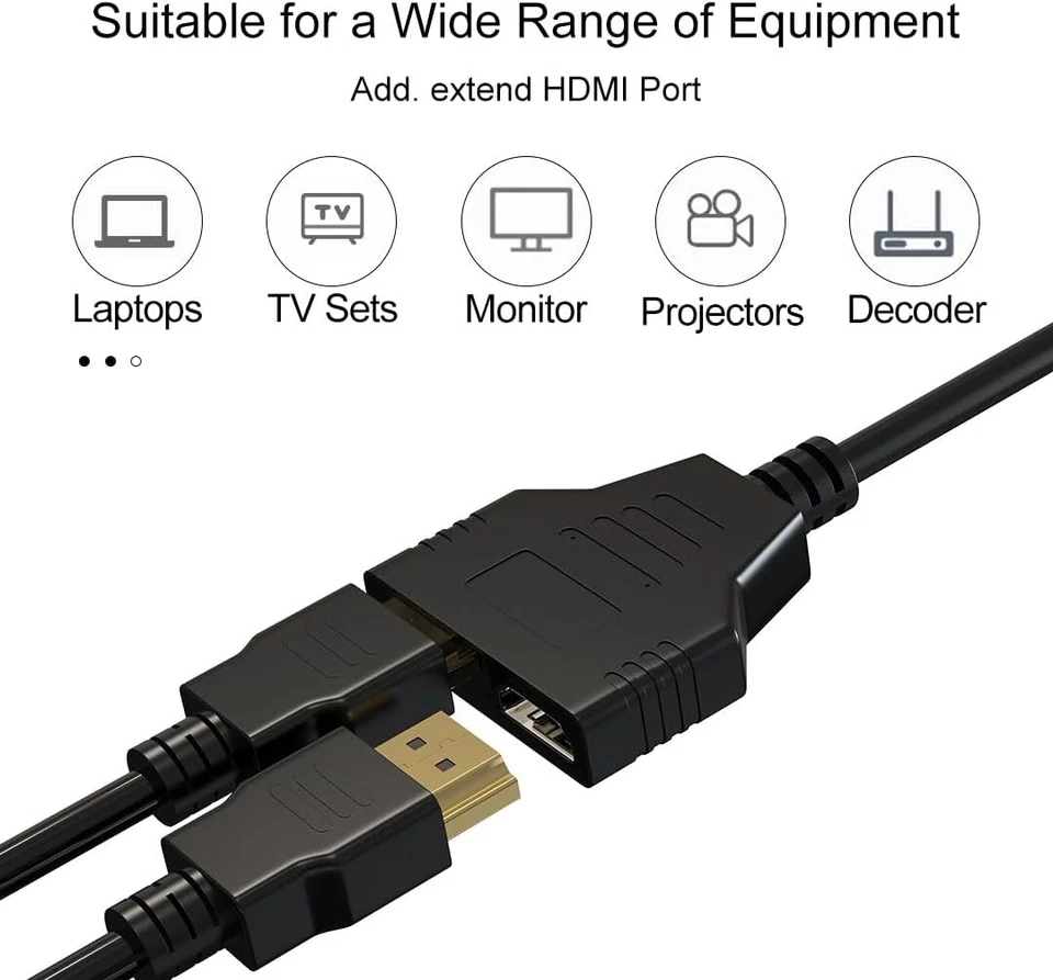 4K HDMI Cable Adapter Male To Dual Female 2.0 Converter 1 in 2 out Y Splitter TV - Image 4 of 4