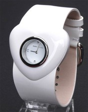 NEW MARC JACOBS WHITE SHINY LEATHER HEART WATCH-MBM4001