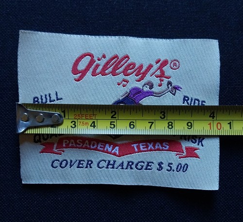 Gilley's Pasadena, TX Ride At Your Own Risk Embroidered Sew On Patch - TAG STYLE - Picture 4 of 5
