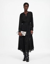 Madewell Tie-Waist Midi Dress in Clip Dot Black XS