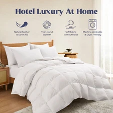 Peace Nest All Season Goose Down Feather Comforter, King or Queen Comforter