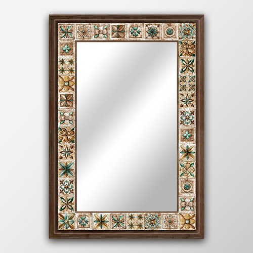 Handmade Mirror Wall Decor Hanging Wooden Frame Natural Stone Home Decor Gift - Picture 30 of 146