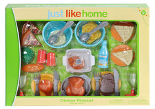 Brand New Just Like Home Play Fun Dinner Playset 32 Piece Set Food  Dishes