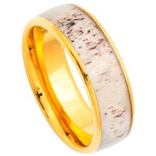 Tungsten Ring Band Domed Yellow Gold For Men Women