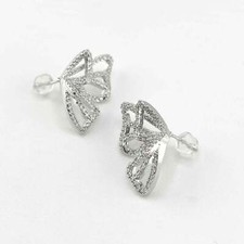 Silver Butterfly Rhinestone Earrings
