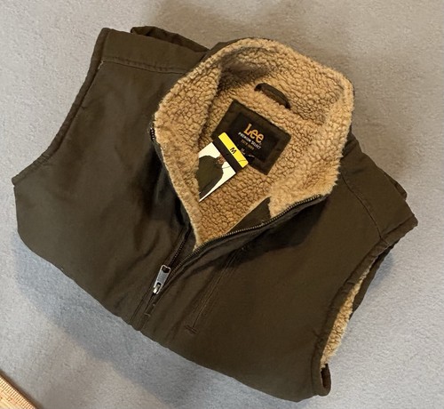 Lee Vest Premium Jacket Select Canvas Workwear Gilet Sherpa Foderato Taglia MED NUOVO CON ETICHETTE - Foto 5 di 10