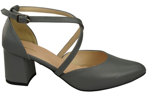 Elegantes sandalias de cuero con lado abierto en tacón estable 218 - Imagen 37 de 113