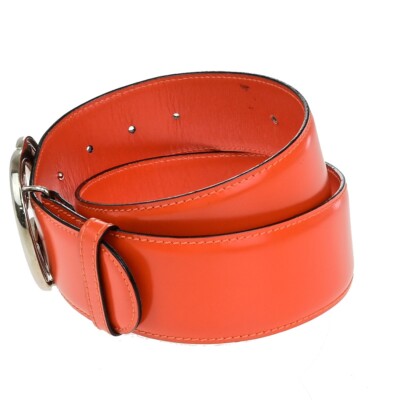 GUCCI GG Logo Interlocking Belt 75/30 Leather Orange SHW