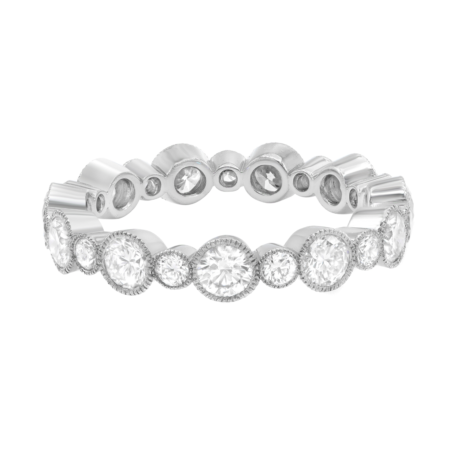 Bezel Set Round Cut Diamond Eternity Band Ring Platinum 1.32Cttw Size 6.25