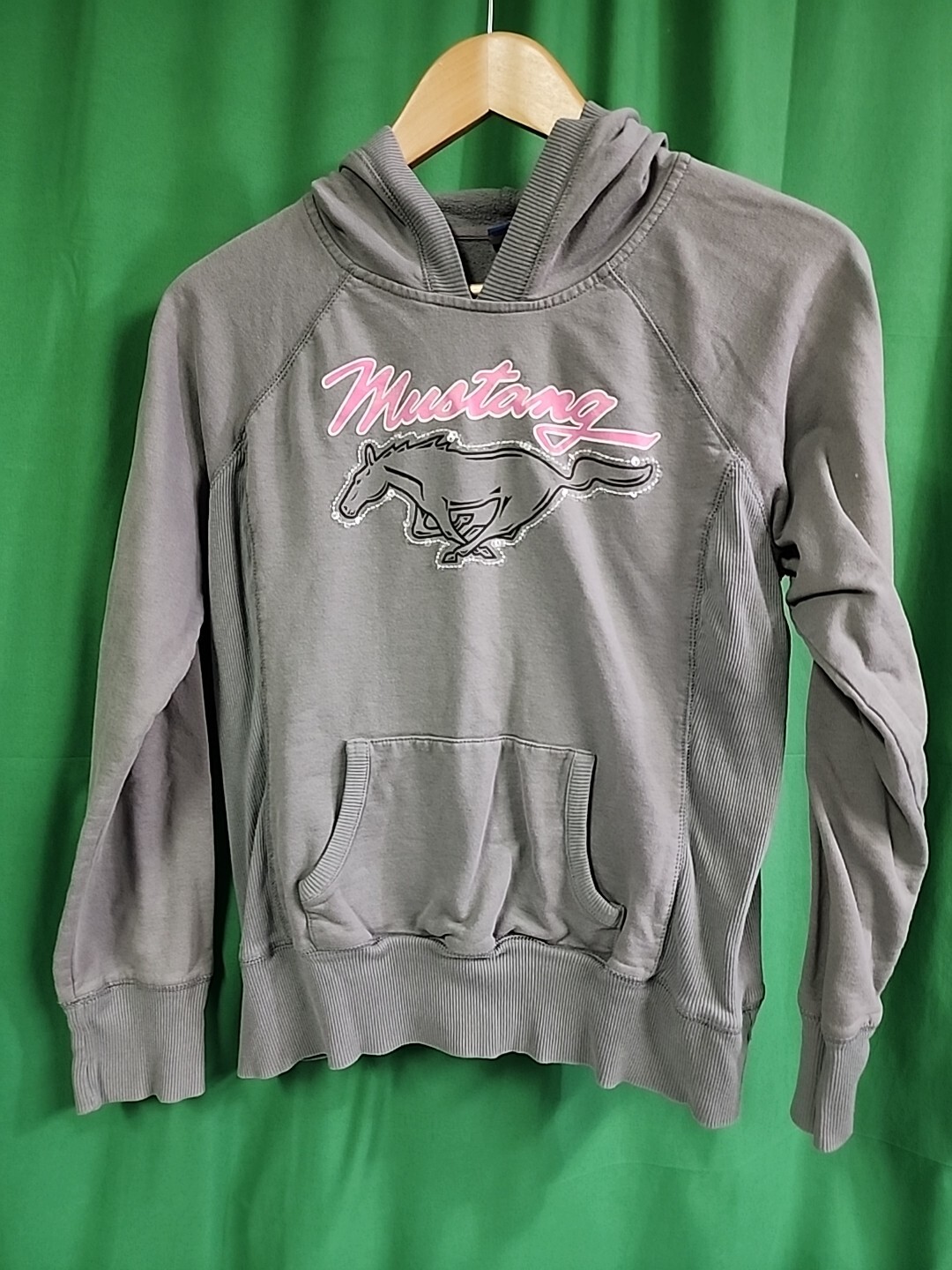 Felpa con cappuccio Ford Mustang Classic Pony USA logo grafica XL grigio adolescente